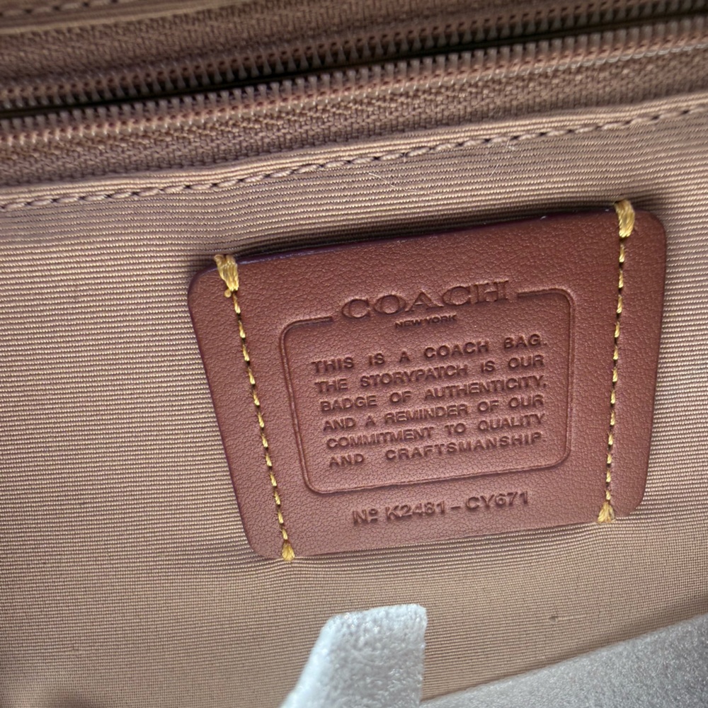 Coach Maggie Small Chalk/Taupe Signature Embossed Leather Tote - Picture 7 of 10